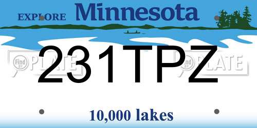 231TPZ Minnesota License Plate