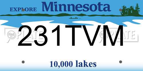 231TVM Minnesota License Plate