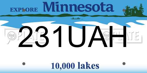 231UAH Minnesota License Plate