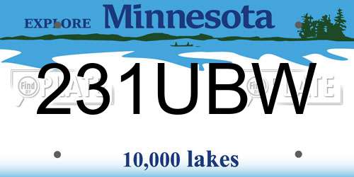 231UBW Minnesota License Plate