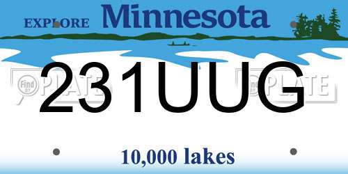 231UUG Minnesota License Plate