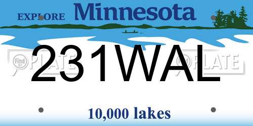 231WAL Minnesota License Plate