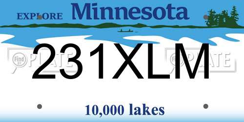 231XLM Minnesota License Plate