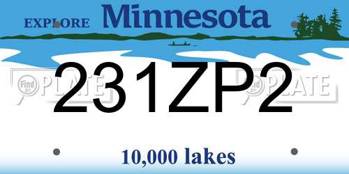 231ZP2 Minnesota License Plate