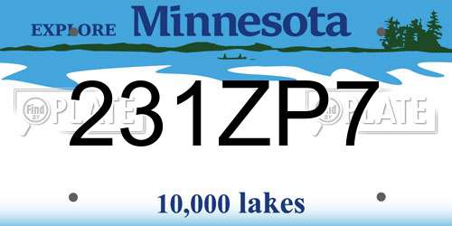 231ZP7 Minnesota License Plate