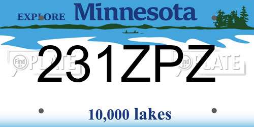 231ZPZ Minnesota License Plate