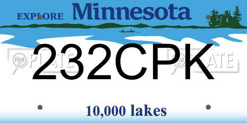232CPK Minnesota License Plate