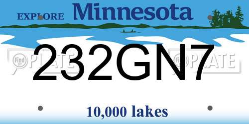 232GN7 Minnesota License Plate