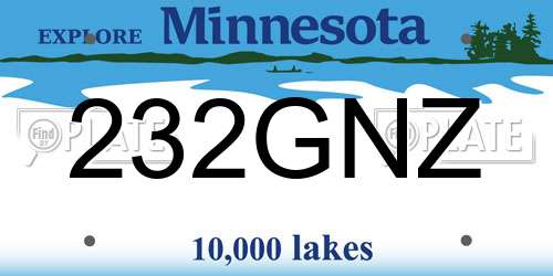 232GNZ Minnesota License Plate