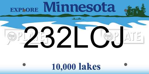 232LCJ Minnesota License Plate