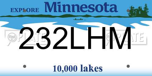 232LHM Minnesota License Plate
