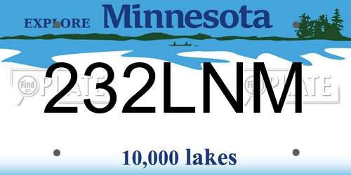 232LNM Minnesota License Plate
