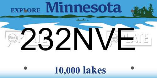 232NVE Minnesota License Plate