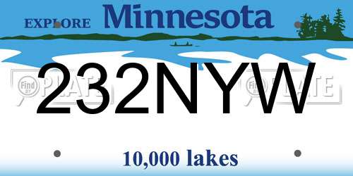 232NYW Minnesota License Plate