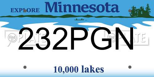 232PGN Minnesota License Plate