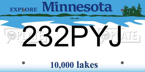 232PYJ Minnesota License Plate