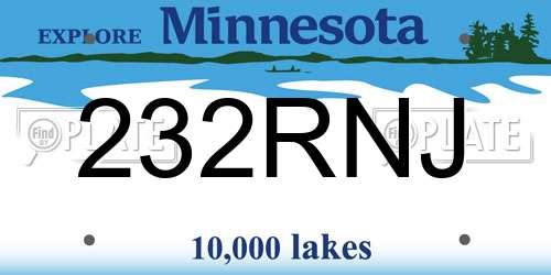 232RNJ Minnesota License Plate