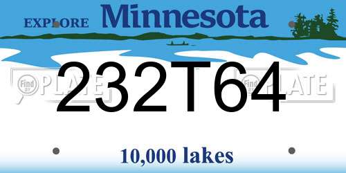 232T64 Minnesota License Plate