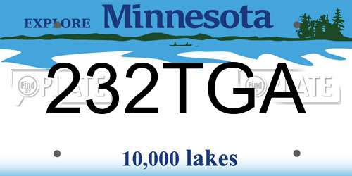 232TGA Minnesota License Plate