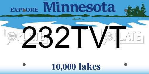 232TVT Minnesota License Plate