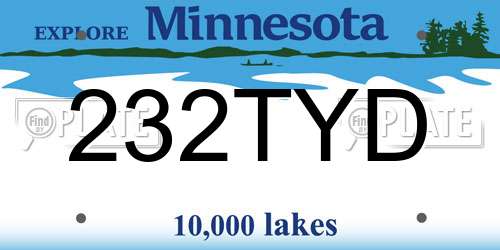 232TYD Minnesota License Plate