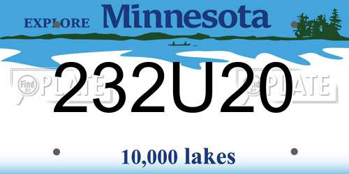 232U20 Minnesota License Plate