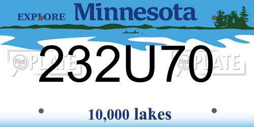 232U70 Minnesota License Plate