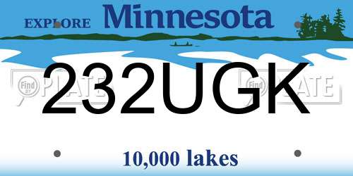 232UGK Minnesota License Plate