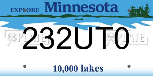 232UT0 Minnesota License Plate