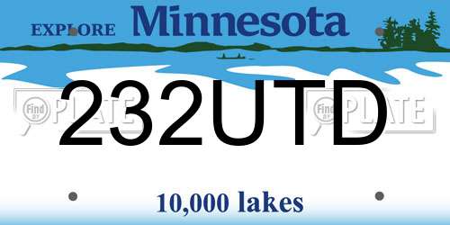232UTD Minnesota License Plate