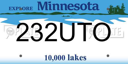 232UTO Minnesota License Plate