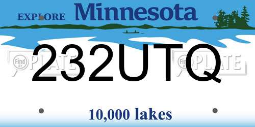 232UTQ Minnesota License Plate