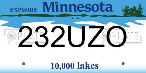 232UZO Minnesota License Plate