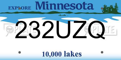 232UZQ Minnesota License Plate