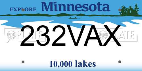 232VAX Minnesota License Plate