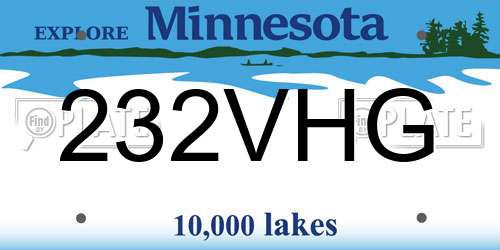 232VHG Minnesota License Plate