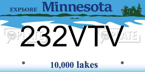 232VTV Minnesota License Plate