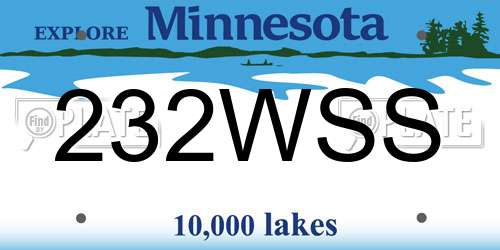 232WSS Minnesota License Plate