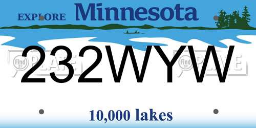 232WYW Minnesota License Plate