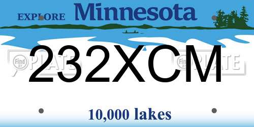 232XCM Minnesota License Plate
