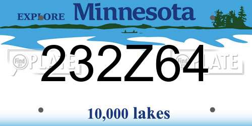 232Z64 Minnesota License Plate