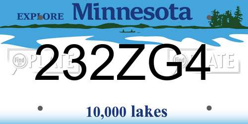 232ZG4 Minnesota License Plate