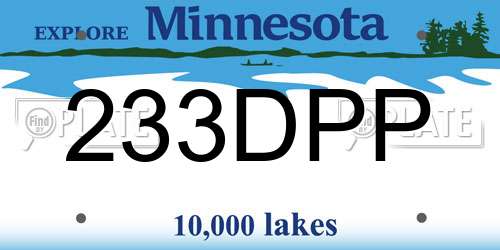 233DPP Minnesota License Plate
