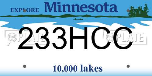 233HCC Minnesota License Plate