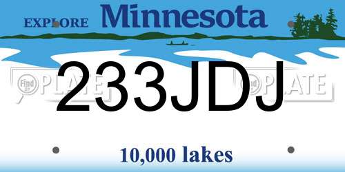 233JDJ Minnesota License Plate
