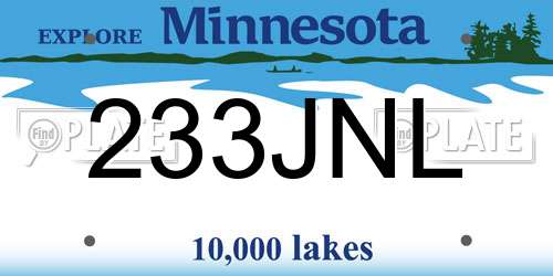 233JNL Minnesota License Plate