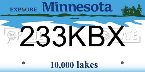 233KBX Minnesota License Plate