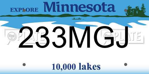 233MGJ Minnesota License Plate