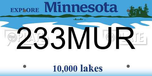 233MUR Minnesota License Plate
