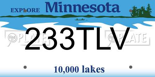 233TLV Minnesota License Plate
